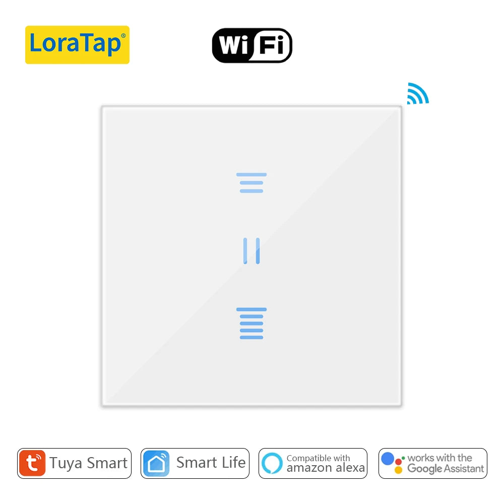 interrupteur intelligent rideau roulant wifi google alexa app smart life blanc moderneécran tactile