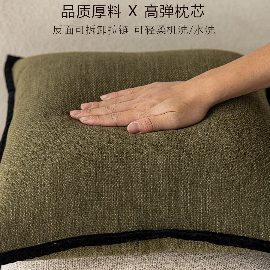 housse coussin moderne vert olive coton polyester respectueux environnement 40x40cm 45x45cm coussins decoration salon