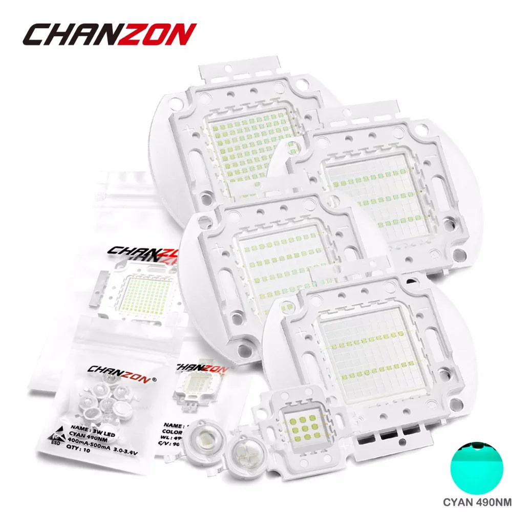 ampoules led cyan 490nm blanc diodes modernes 3w 5w 10w 20w 30w 50w 100w