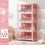 meuble rangement moderne portes transparent rose clair bambou 80cm large