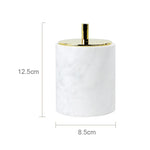 ensemble salle bain marbre blanc doré distributeur savon boîte mouchoirs diffuseur moderne