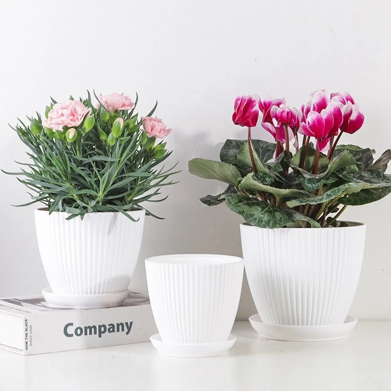 pot fleurs plastique plateau rayures verticales moderne plante intérieur
