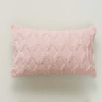 housse coussin décorative peluche géométrique moderne 30x50cm roseclair blancbeige grisclair