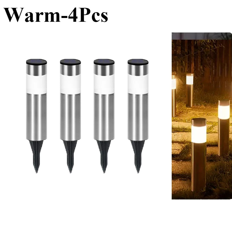 lampe solaire jardin led acier inoxydable moderne argenté doré ip65extérieur minimaliste