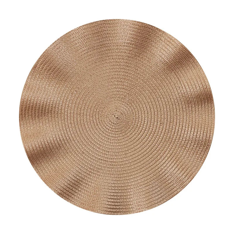 placemats ronds tissu rayures concentriques moderne rose doré rouge gris beige orange festive