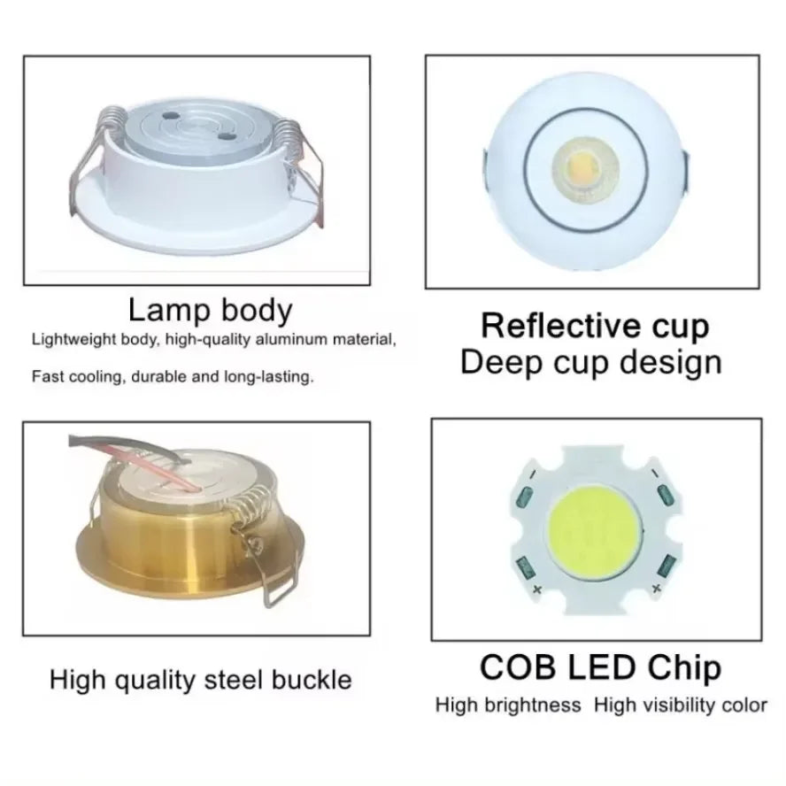 Spot LED Downlights 12V Blanc Noir Doré Argenté Clips Modernes Minimalistes Puces LED COB