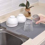 tapis cuisine moderne gris vert rayures diagonales drainage anti dérapant haute température resistant