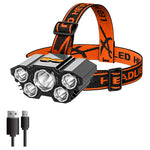 lampe frontale led rechargeable leds ipx4 étanche réglable noir orangeOutdoorRunningHikingCamping