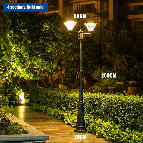 lampadaire noir classique extérieur jardin moderne ip65 led éclairage public fer aluminiumextérieur