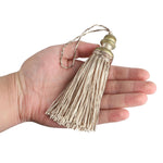 pompon polyester noir marron beige gris argenté tissu finement tressé opaques classique 21cm 8cm