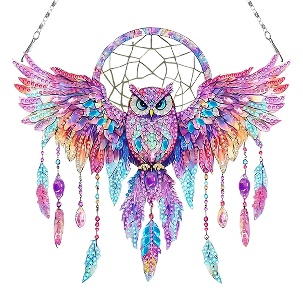 attrape rêves boho plumes fleurs violet bleu rose or pendaison décoration intérieure artisanal