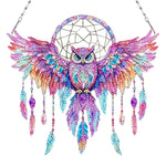 attrape rêves boho plumes fleurs violet bleu rose or pendaison décoration intérieure artisanal