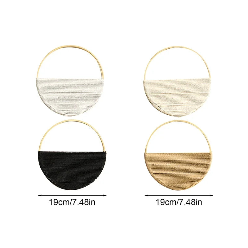 décorations murales bohèmes demi cercle cordage texturé blanc beige doré minimaliste