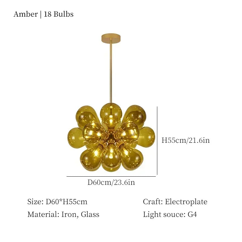 lampe suspendue moderne boules verre blanc doré néon haute luminosité contemporain