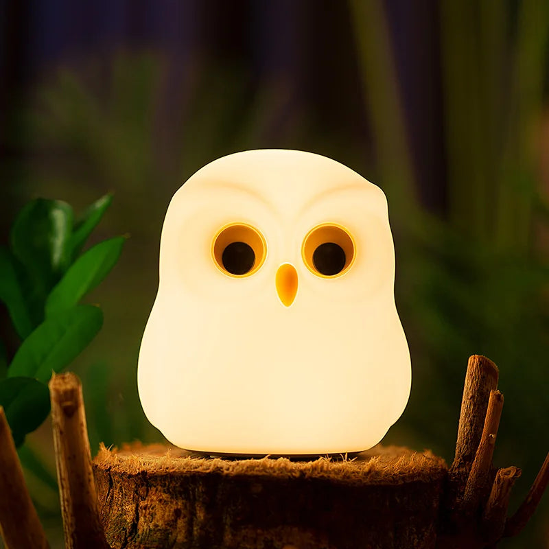 veilleuse oiseau led rechargeable rgb blanc moderne animal compagnie enfants chambre ambiancé