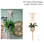 support plante suspendu macramé boho artisanal blanc beige orange tissé oeilletsextérieur exposition arbres