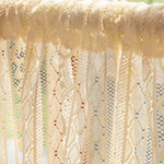 rideau polyester semi transparent beige dentelle géométrique vintage tassellets chambre salon cuisine