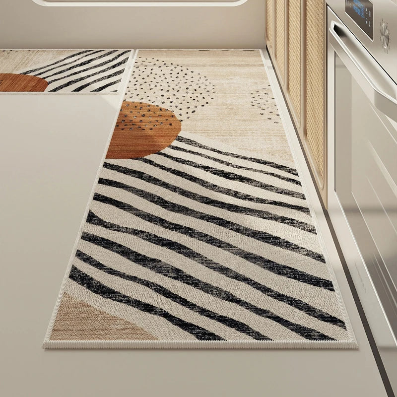 tapis minimaliste moderne beige noir résistant l’usure antidérapant salon chambre japonais pile désossée wilton