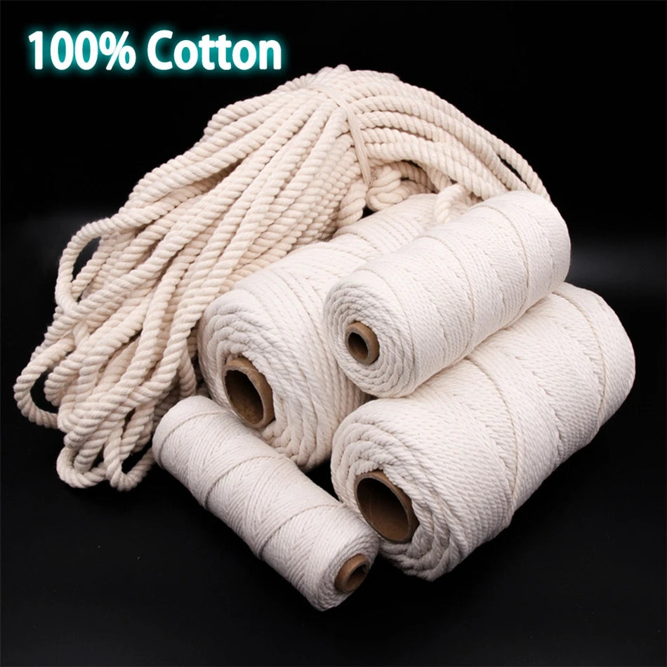 corde macramé coton blanc naturelle décoration murale artisanale bricolage rustique textile