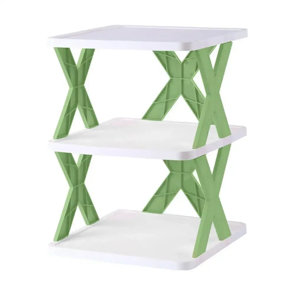 étagère pliante chaussures moderne minimaliste blanc vert orange rose gris croix plastique