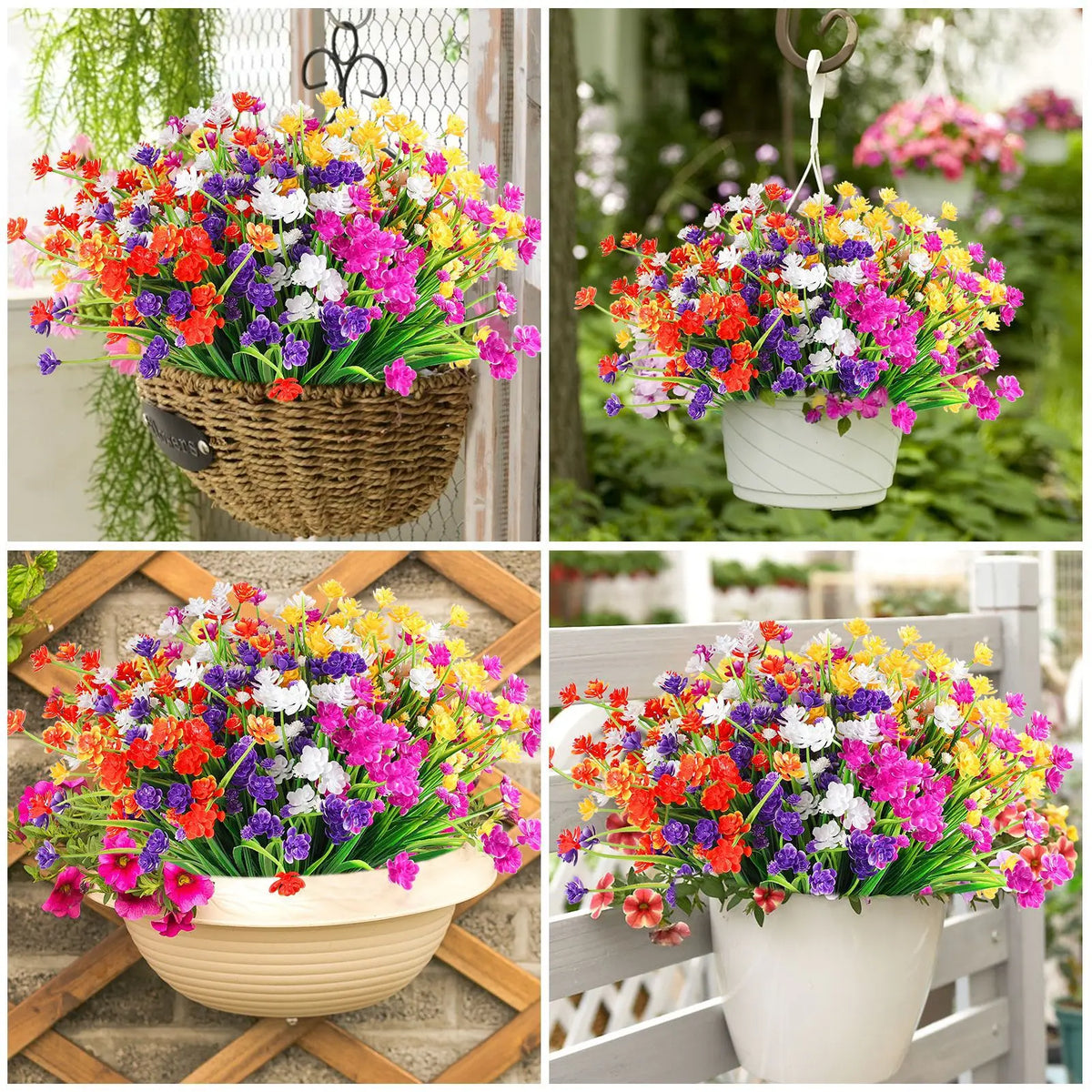 bouquet artificiel violet orange jaune blanc moderne minimaliste intérieur mariage anniversaire baby shower