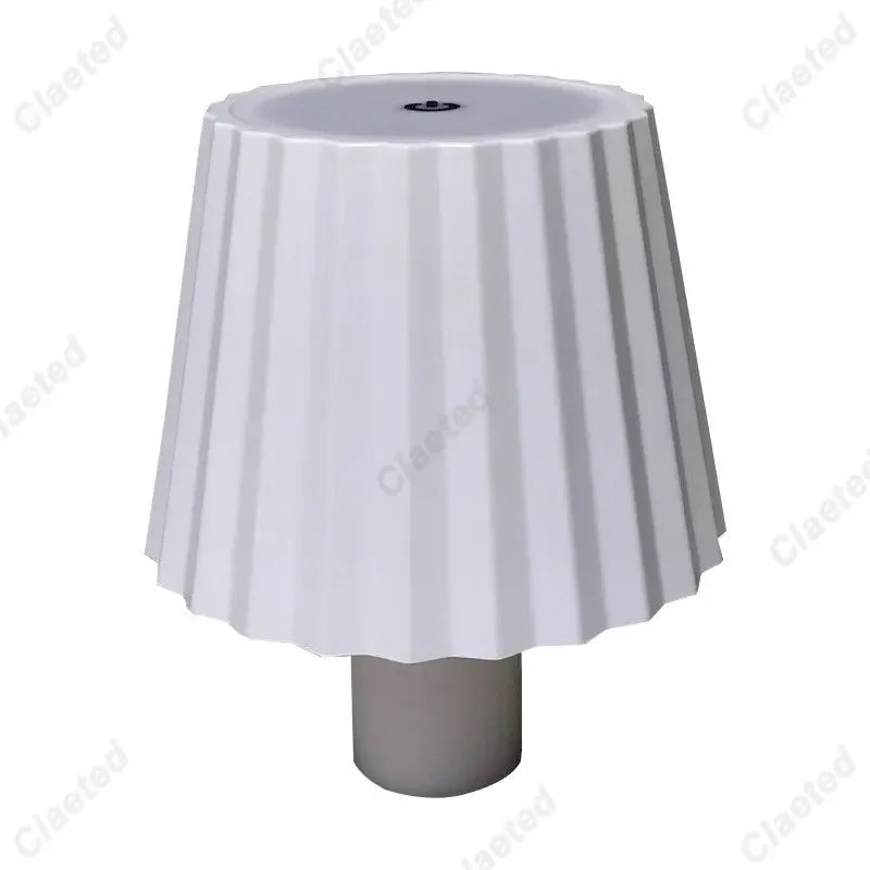 lampe table moderne bleu noir blanc rayures verticales abat jour base rechargeable led 5w