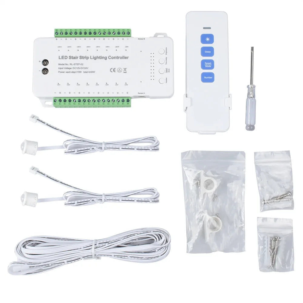 contrôleur led escalier pIR motion sensor télécommande câbles modernes 12v 24v