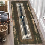 tapis moderne aéroport piste atterrissage floral gris noir blanc vert extérieur décoration chambrehôtel
