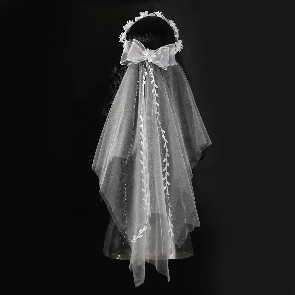 voile mariée tulle transparent serre tête fleuri dentelle romantique blanc crème mariage champêtre