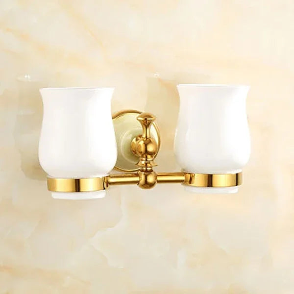 ensemble porte serviettes accessoires salle bain doré classique fixations vis porte serviettes double niveau