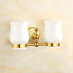 ensemble porte serviettes accessoires salle bain doré classique fixations vis porte serviettes double niveau