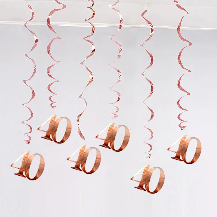 décoration anniversaire guirlande spirale rose doré moderne fête 21 30 40 50 années