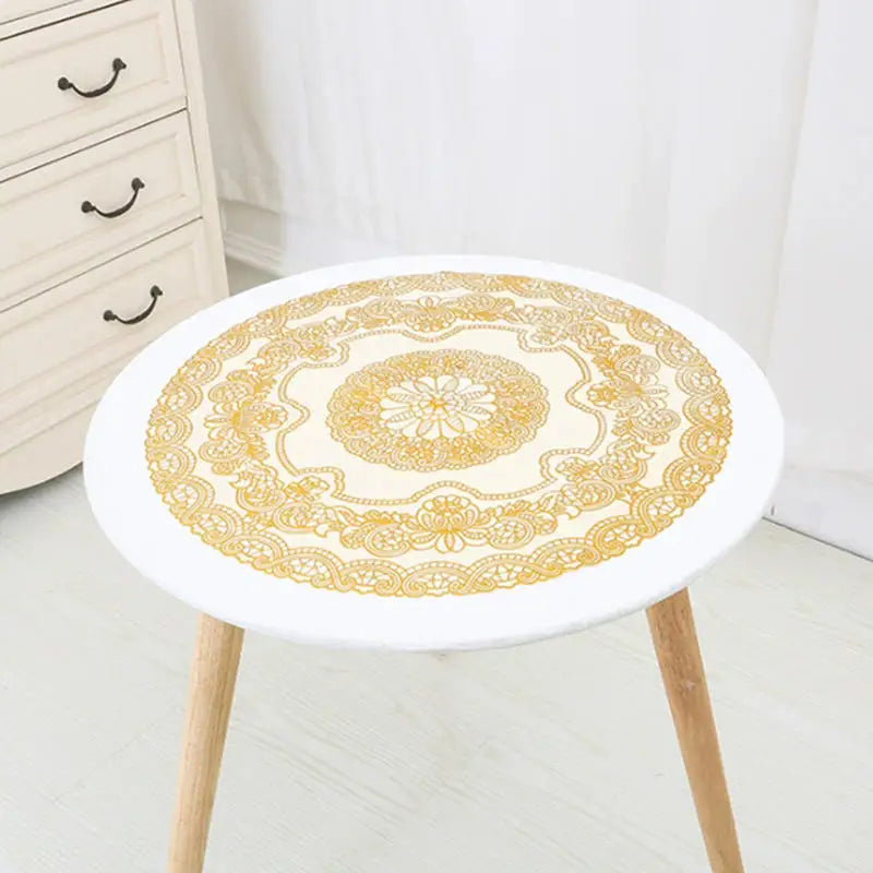 serviette table moderne broderie fleur doré réutilisable imperméable maison fête banquet