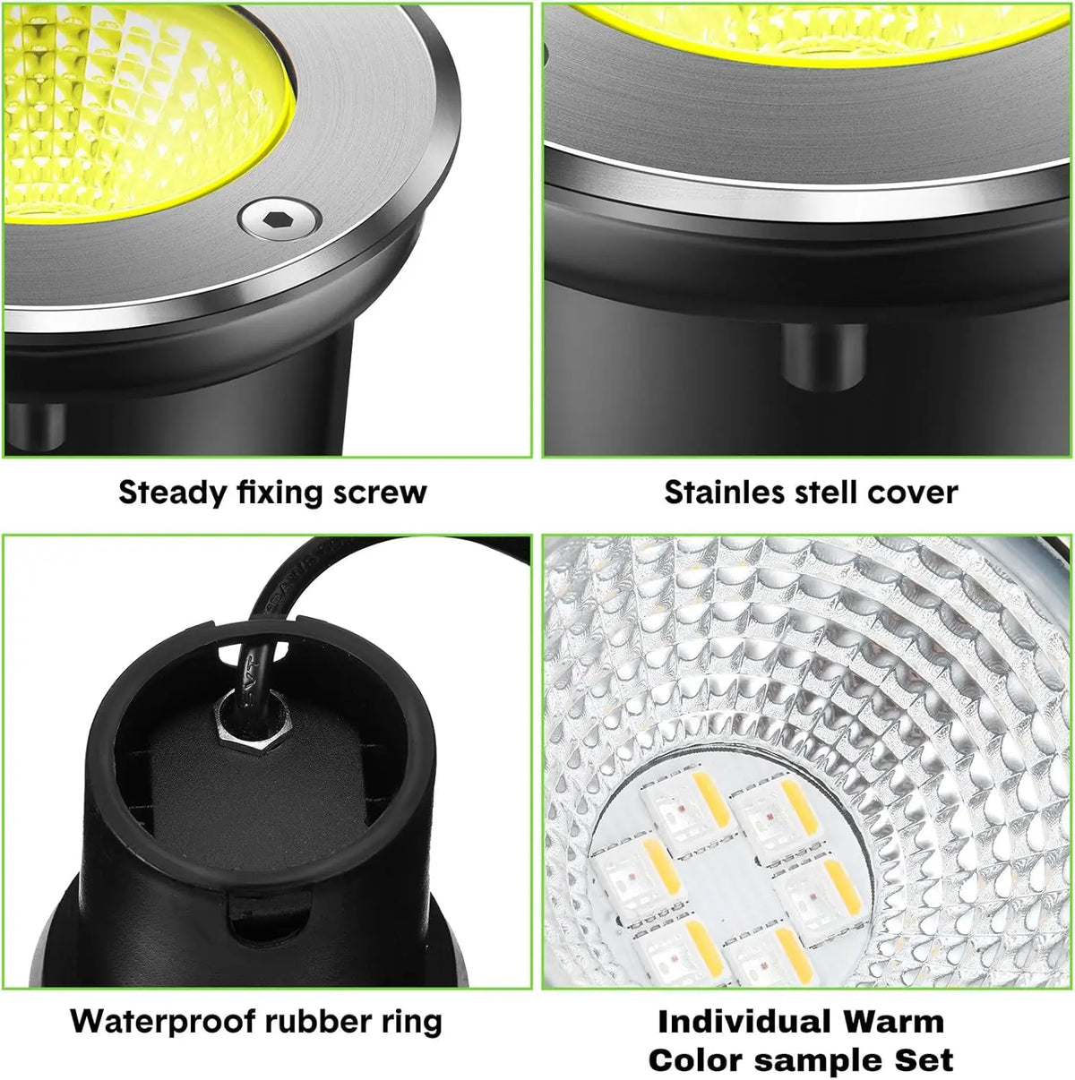 éclairage solaire led 16 spots noirs vis fixations moderne fonctionnelextérieur