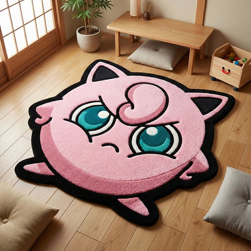 tapis jigglypuff rose clair visage pokemon doux velouté contemporain anti dérapant chambre enfants