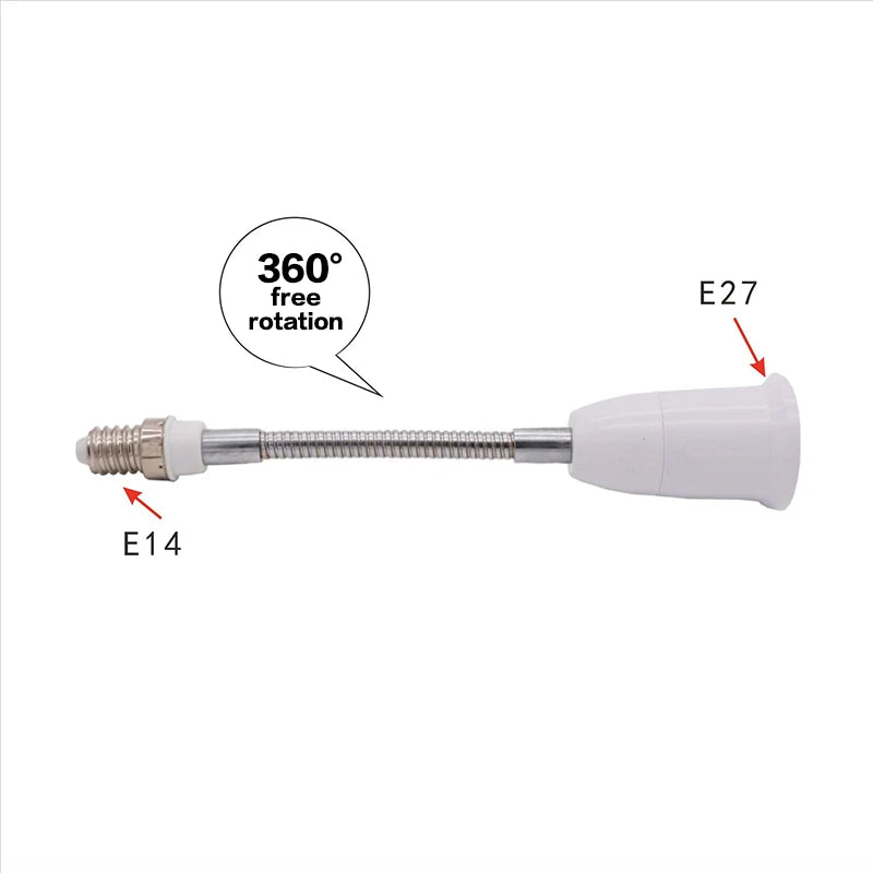 adaptateur lampe e14 e27 blanc doré élastique métallique moderne câble flexible