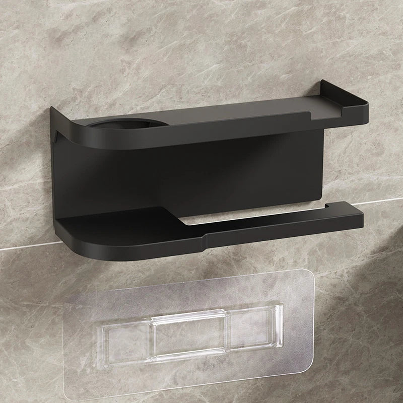 support papier toilette mural adhésif moderne blanc noir bleu marine étagère plantes bougies