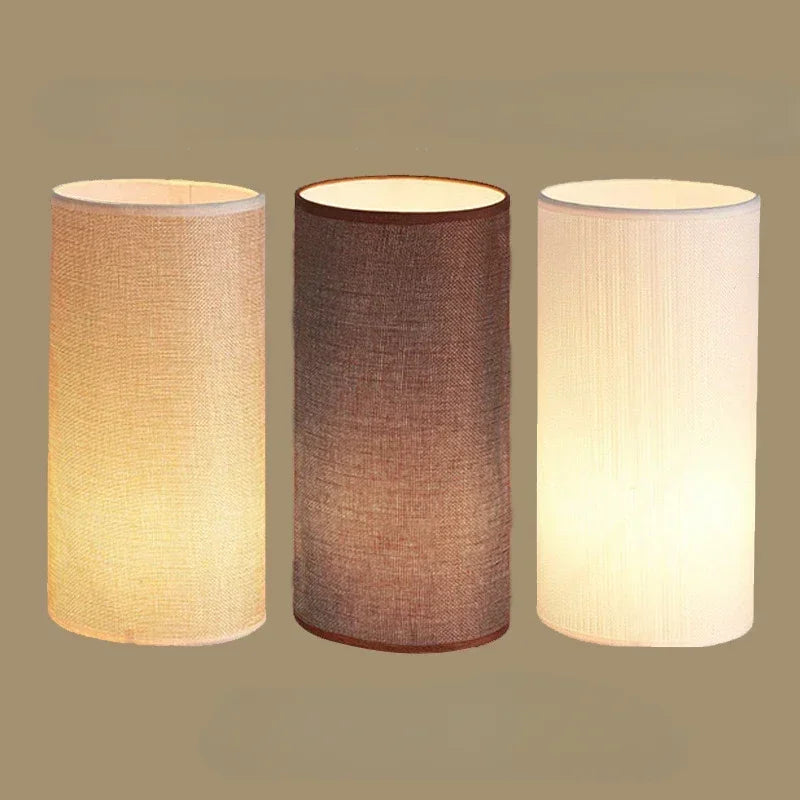 abat jour tissu texturé aspect lin table suspension moderne blanc beige clair marron foncé
