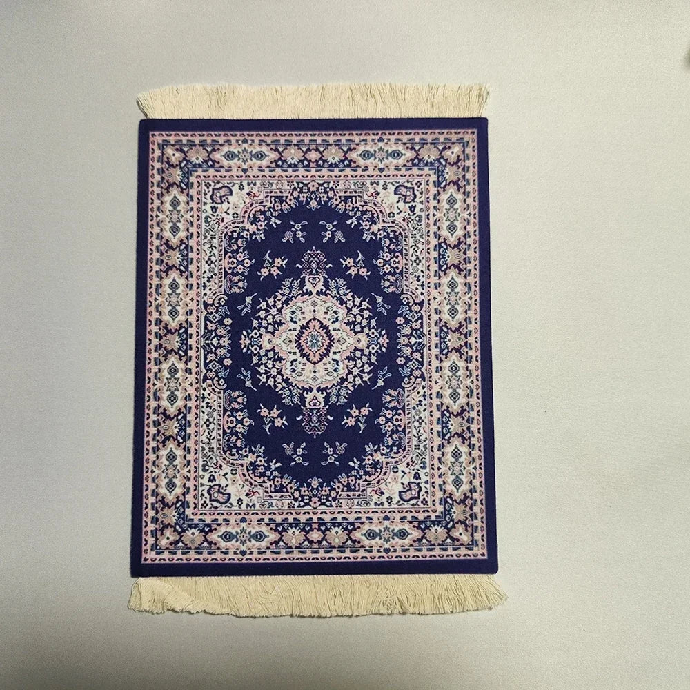 tapis souris motif fleurs persan classique caoutchouc antidérapant informatique bleu