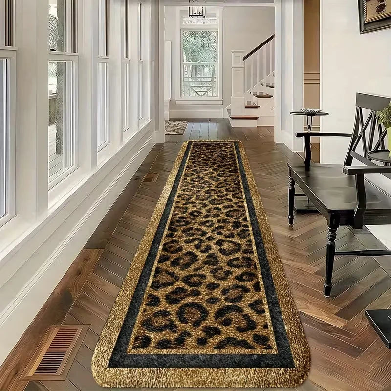 tapis léopard moderne noir beige marron intérieur extérieur sol chambre décoration maison