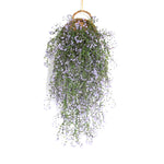 panier suspendu tressé rotin marron clair marron foncé beige clair traditionnel anneau métallique plantes