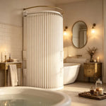 rideau douche pliable moderne beige clair rayures verticales opacité aimants