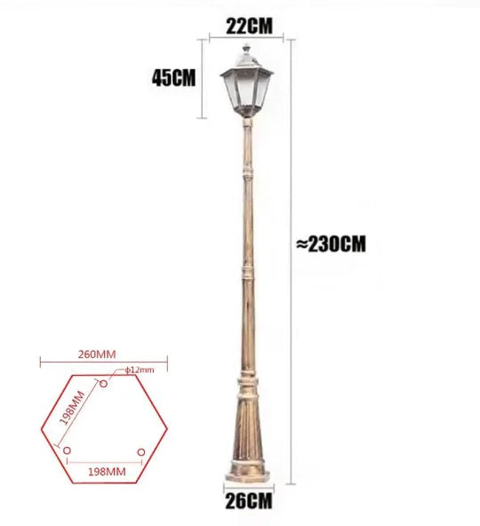 lampe rue dorée texture classique ornements floraux éclairage extérieur ip65 led aluminium