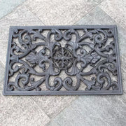 paillasson noir tapissement relief floral porte d'entrée antidérapant classique ornementalextérieur robuste