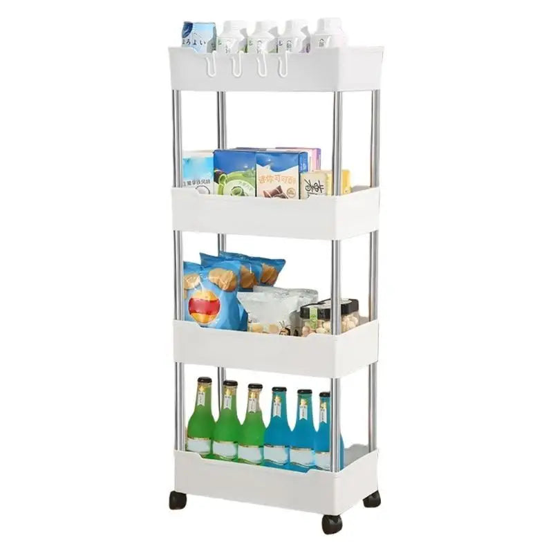 chariot roulettes moderne noir blanc réutilisable polyesters bouteilles sachets alimentaires organisation salle bain cuisine