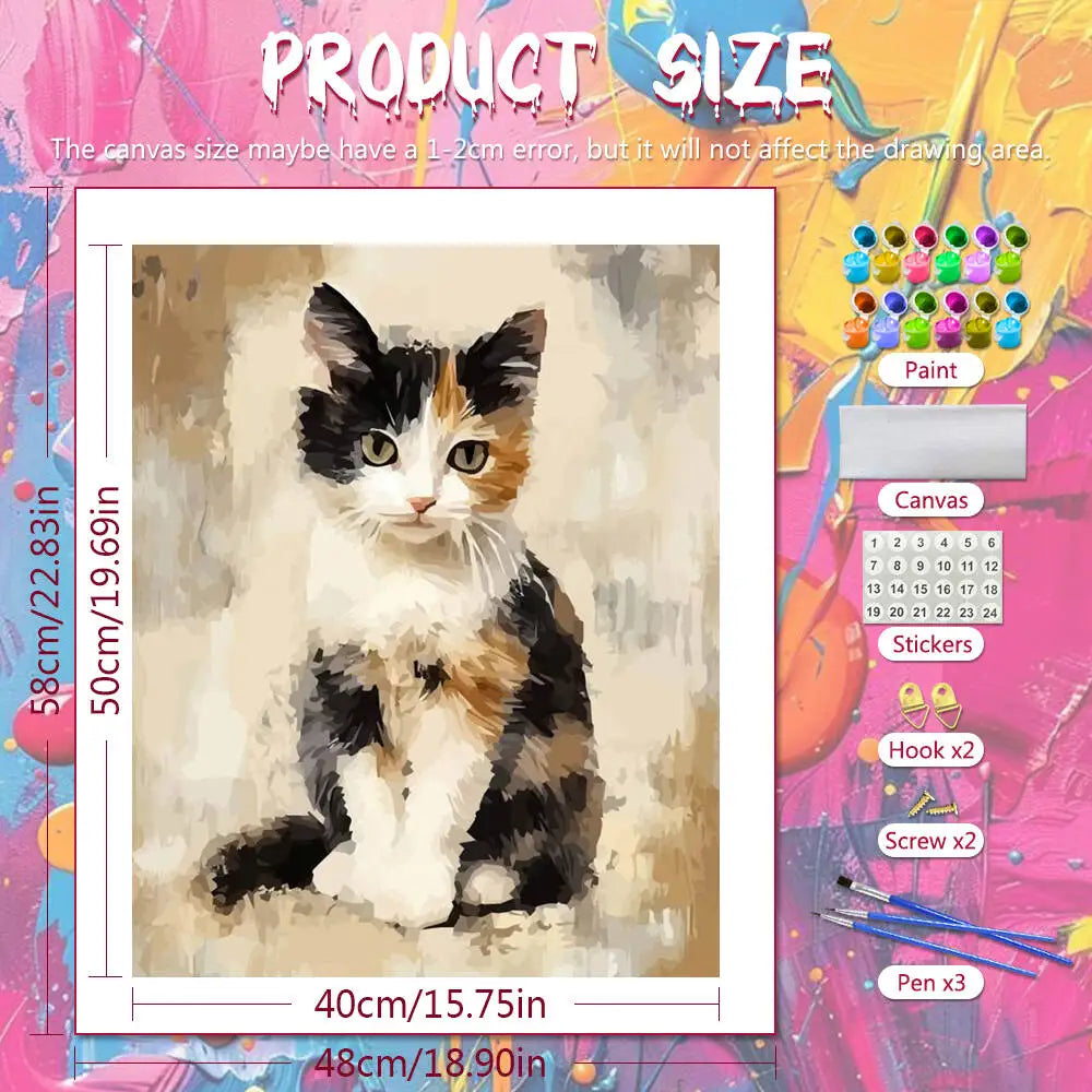 toile peinte chat numbers huile débutants craft maison décor art numérique adultes