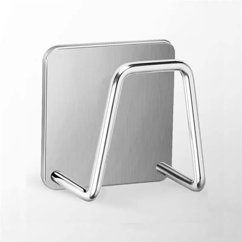 porte serviettes moderne minimaliste acier inoxydable finition polie noir argenté rondelles adhésives