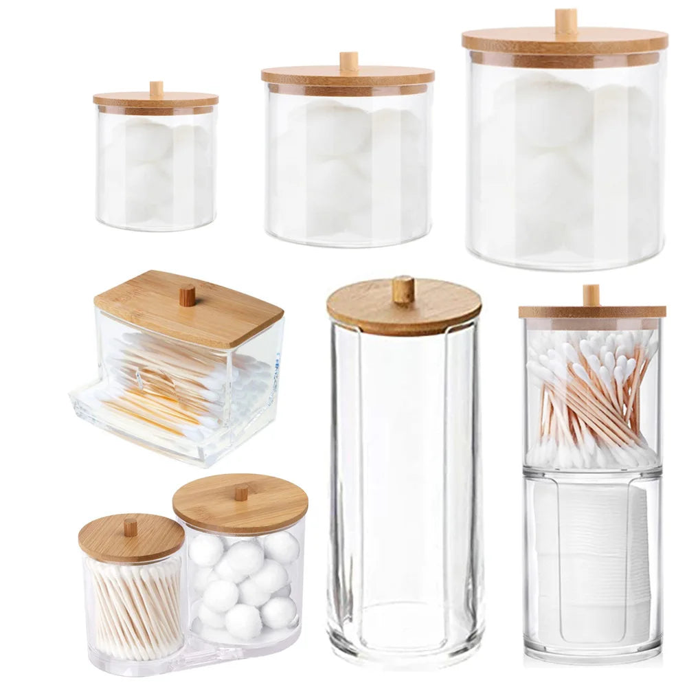boîte rangement cosmétique transparente plastique cotons lingettes maquillage bijoux salle