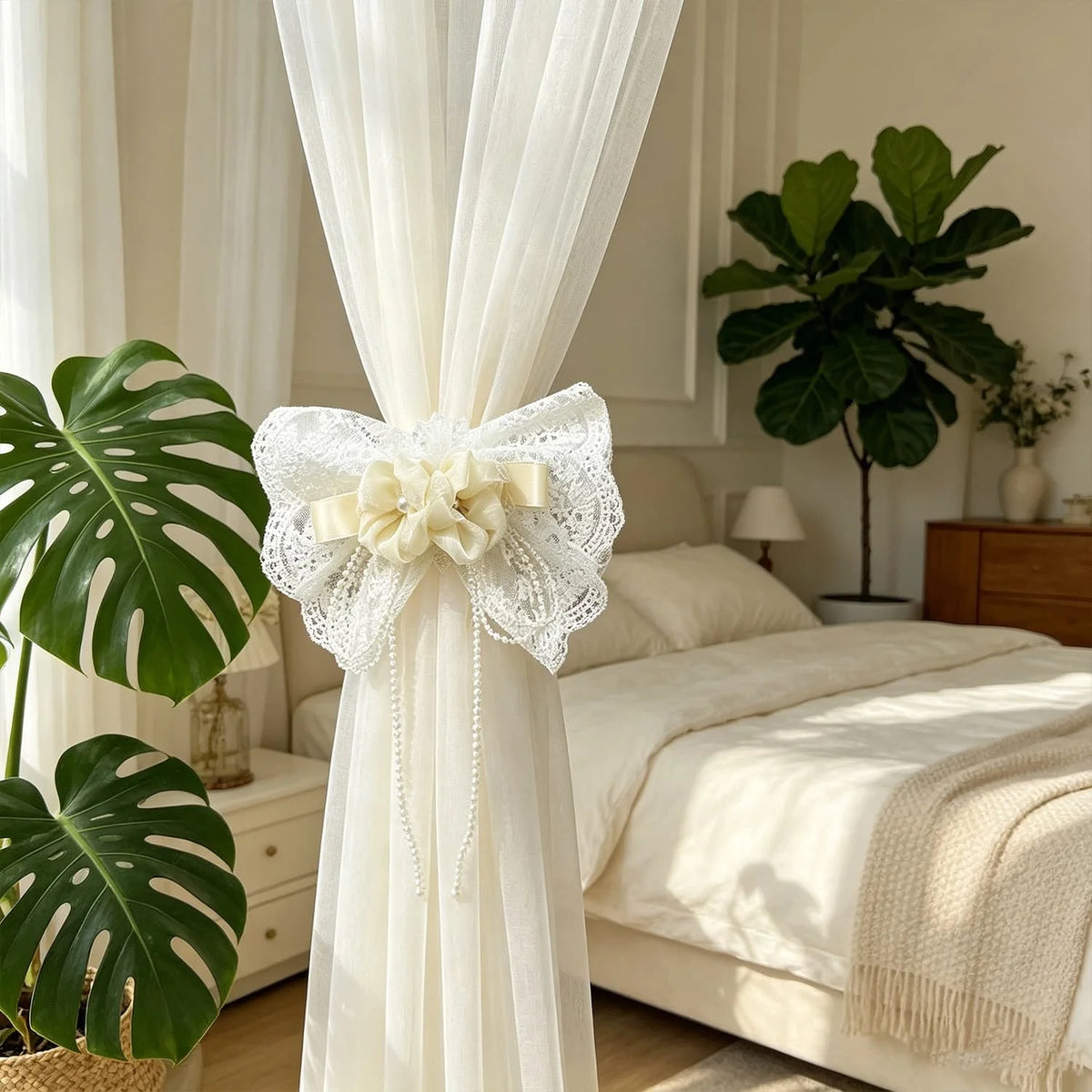 rideau blanc dentelle fleurs rubans classique chambre salon mariage erotique romantique erotique romantique erotique