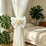 rideau blanc dentelle fleurs rubans classique chambre salon mariage erotique romantique erotique romantique erotique